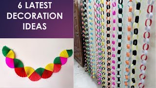 6 Cool and Colourful Decoration Ideas with Paper  Quick Wall decorations [upl. by Onileba671]