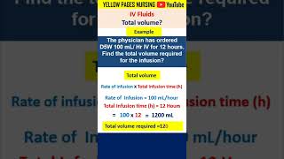 IV fluid calculation  Rate of infusion mLhour  Total volume  Total hours dropsmin [upl. by Alad]