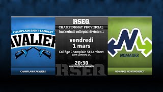 RSEQ D1 Basketball Masculin 🏀 QF ChStLambert v Montmorency 20240301 [upl. by Blatman177]