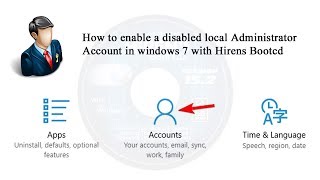 How to enable a disabled local Administrator account in windows 7 with Hirens Bootcd [upl. by Mildrid845]