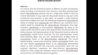 Multi Resolution Convolutional Residual Neural Networks for Monaural Speech Dereverberation [upl. by Yenahs]