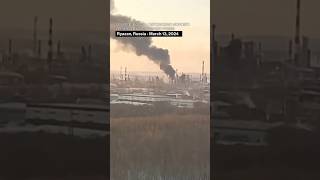 Russian oil refinery hit by a ukraine drone war politics shorts [upl. by Yelnikcm848]