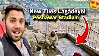 Akhir kaar Tiles Bhi Lagadeye 😍  Peshawar Cricket Stadium Latest Updates  Arbab Niaz Stadium [upl. by Eyram]