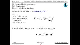 Controlling B Teil 122 Lebenszykluskostenrechnung Teil II [upl. by Kleper]