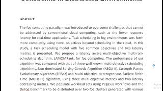 Latency Aware Multi Objective Fog Scheduling Addressing Real Time Constraints in Distributed Environ [upl. by Inafit]