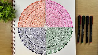 Colourful Mandala Art  4 Colour Mandala Painting  Mandala for Beginners [upl. by Harrad]