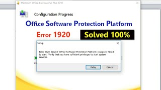 How to FIX  Error 1920  Office Software Protection Plateform Failed to Start  MS Office 10 [upl. by Nestor]