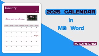 Customised 2025 Calendar in MS Word  Malayalam Tutorial [upl. by Ettegroeg]