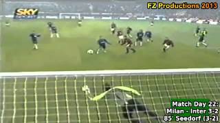 Serie A 20032004 day 22 Milan  Inter 32 Seedorf goal [upl. by Ohs]