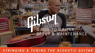 How to Restring An Acoustic Guitar  The Tour Tech Tutorial [upl. by Ratep546]