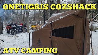 ATV CAMPING WITH THE COZSHACK HOT TENT [upl. by Eremahs]