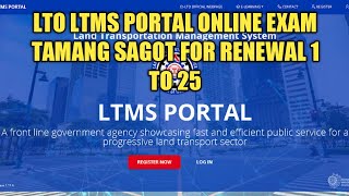 LTO PORTAL ONLINE EXAM 1 TO 25 QUESTIONS TAMANG SAGOT l kasaysayan official [upl. by Wareing]