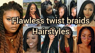 2024 twist braids hairstyles for black women  Braids styles you will love  Lemonade braids [upl. by Airalednac975]