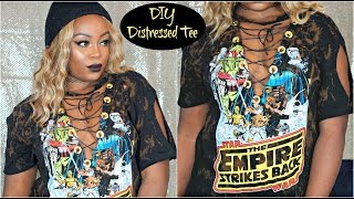 Easy DIY Vintage Distressed TShirt 2016 Quick Instagram SLAY 💁🏾 [upl. by Rafe]