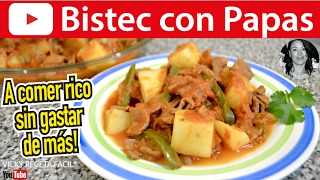 CÓMO HACER BISTEC CON PAPAS  Vicky Receta Facil [upl. by Adiuqram]