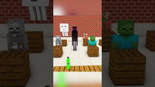 Monsters School in Minecraft Drop Bottle Challenge with Endermen and Skeletons [upl. by Ennasil]