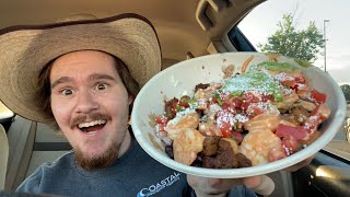 QDOBA Surf amp Turf Bowl Review Featuring Citrus Lime Shrimp [upl. by Eilatam569]