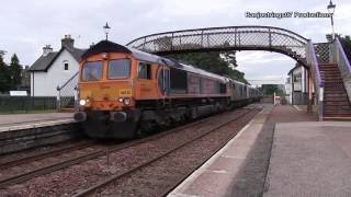 Caledonian Sleeper  66733 amp 73967 1M16 and 5M16 at Kingussie [upl. by Nnad]