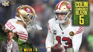 Blazin 5 49ers avenge Eagles Jets upset Falcons in Colins Week 13 picks  NFL  THE HERD [upl. by Greggs]