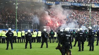 Fans protest after Hamburgs first relegation from Bundesliga [upl. by Lyret]