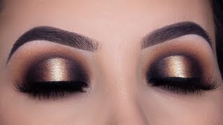 Black and Gold Smokey Halo Eye Makeup Tutorial [upl. by Anirbes]