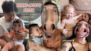 PARENTS TRYING VIRAL HORSE FILTER ON BABIES  FUNNY BABY REACTIONS  COMPILATION VIDEO [upl. by Lednahc]