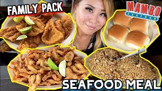 ENTIRE SEAFOOD FAMILY PACK MEAL at Mambos Seafood in Houston TX RainaisCrazy [upl. by Atima]