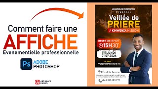 comment créer une affiche événementielle professionnelle sur adobe photoshop  Tutoriel Complet [upl. by Dymoke]