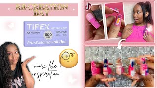 RECREATING LONG HAIR PRETTY NAILS SET  TIPEX FULL COVER TIPS [upl. by Eiloj159]