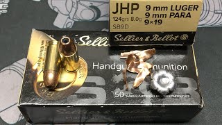 Sellier and Bellot 9mm JHP 124gr expansion and accuracy testing [upl. by Ahens]