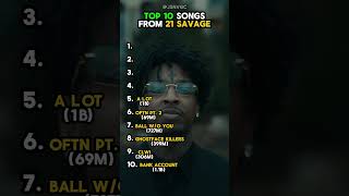 Top 10 Songs from 21 Savage [upl. by Ojybbob]