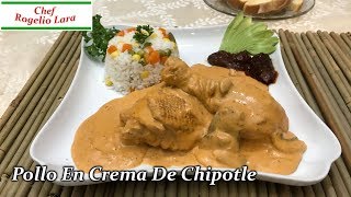 POLLO A LA CREMA DE CHIPOTLE CON CHAMPIÑONES DELICIOSA RECETA [upl. by Ennadroj]