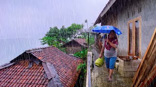 RAIN IN BEAUTIFUL HILLY VILLAGE LIFE  HEAVY RAIN AND THUNDER SOUNDS FOR SLEEPING [upl. by Roch]