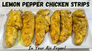 Air Fryer Lemon Pepper Chicken Strips  Lemon Pepper Chicken Tenders  Air Fryer Recipes [upl. by Ahsinotna65]