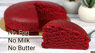 Super Moist Red Velvet Cake  No Egg No Milk No Butter Cake [upl. by Birgitta]