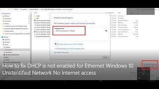 How to fix quotDHCP is not enabled for Ethernetquot Windows 10 Unidentified Network No Internet access [upl. by Hernandez556]