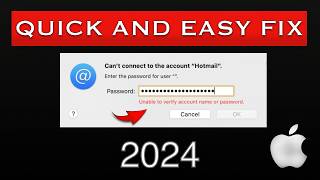 How to Fix Unable to verify account name or password in Mac Mail App easy solution  2024 [upl. by Nuahsor]