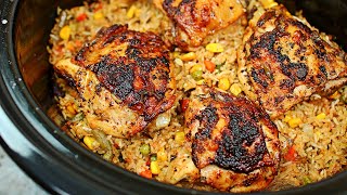 Slow Cooker Chicken and Rice Recipe  How to make Chicken and Rice in the Slow Cooker [upl. by Treboh699]