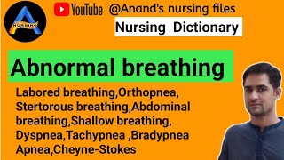 Abnormal breathingApneaDyspneaTachypneaBradypneanclexNursing anandsnursingfiles [upl. by Asseneg]