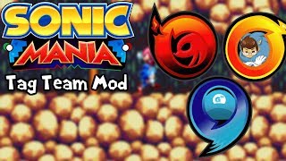 Sonic Mania Mods  Sonic Tag Team Mod Ft DaveAce amp Knuckles Channel 3 amp Knuckles 1080p60fps [upl. by Olimac412]