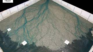 Alluvial fan experiment with oscillating flow ft clock [upl. by Dal]