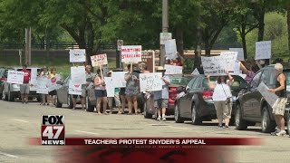 Teachers protest Snyders appeal [upl. by Einniw]