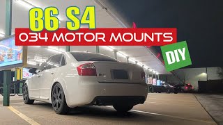 034Motorports Engine Mounts DIY on 2005 Audi B6 S4 6 speed [upl. by Stefan131]