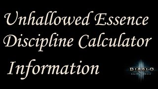 24 UPDATED NEW SPREADSHEET  Diablo 3  Unhallowed Essence Discipline Calculator  Demon Hunter [upl. by Nosdivad896]