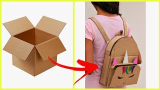 Diy Unicorn bag from cardboard  How to make cardboard bag at home [upl. by Aikemal880]