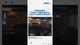 TERCIDUK Pengemis Purapura Buta Minta Uang saat Lampu Merah Jalan Santai Ketika Lampu Hijau [upl. by Bussy]