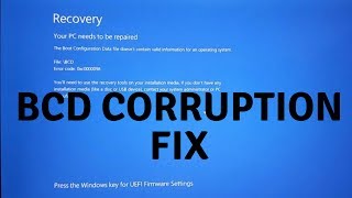 FIX FOR WINDOWS \BCD corruption error 0x0000098 BOOT RECOVERY SOLVED [upl. by Notla]