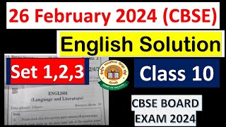 cbse class 10 english set 123 answer key 2024 english paper solution class 10 cbse2024 [upl. by Gibbons]