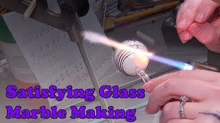 Lampworking  Flameworking  Soft Glass 104 Marble  Long ASMR Demo  Satisfying Artisan Video [upl. by Akimet]