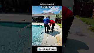 White Saftron handrail installation premierchoicepools [upl. by Novehs]